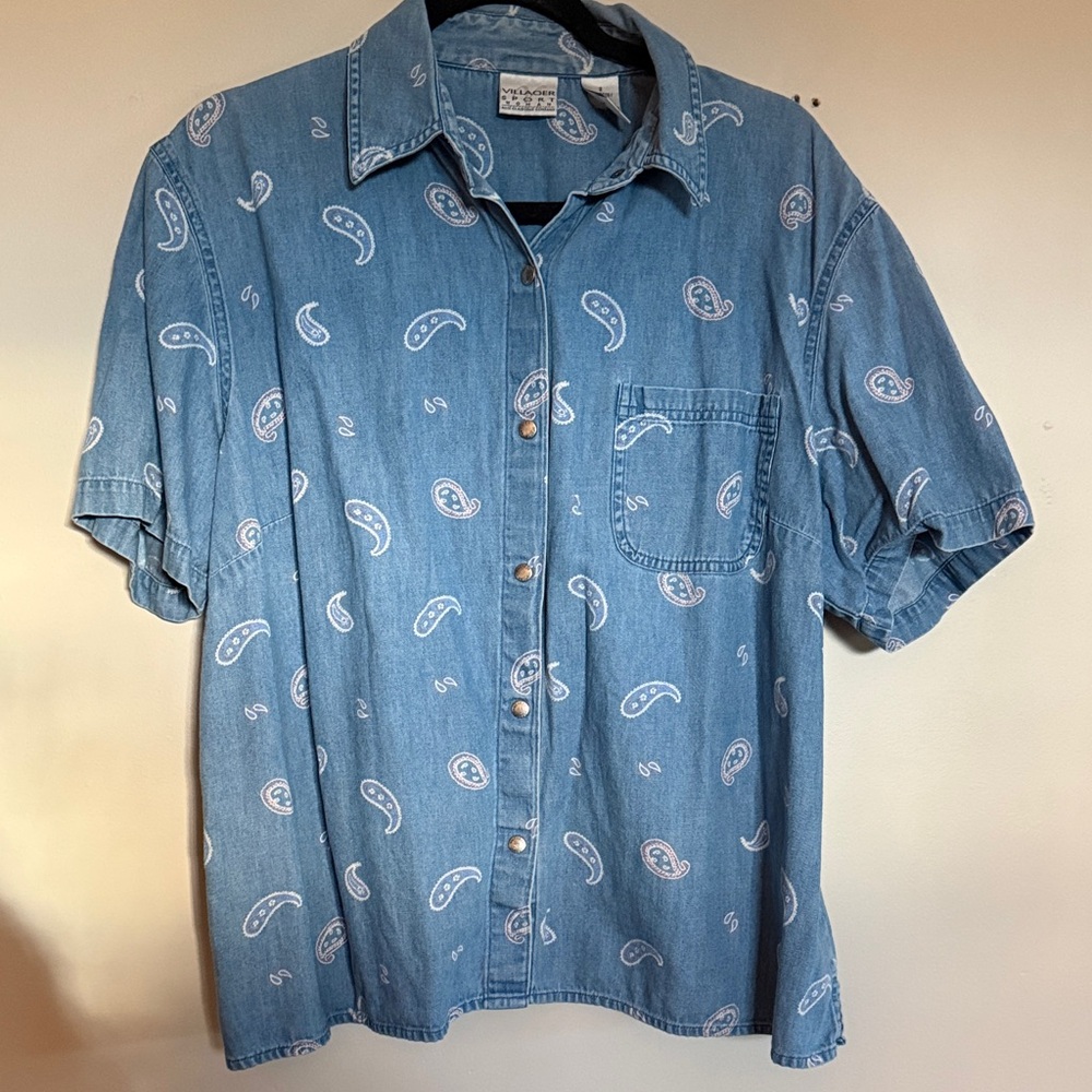 Vintage Liz Claiborne Blue Paisley Button Down Shirt